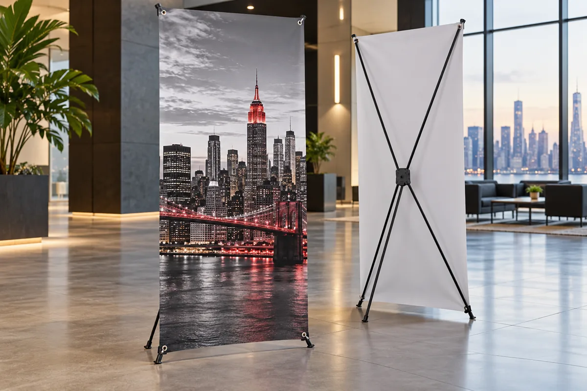 X-banner stand — option A — illustrative application or setup concept