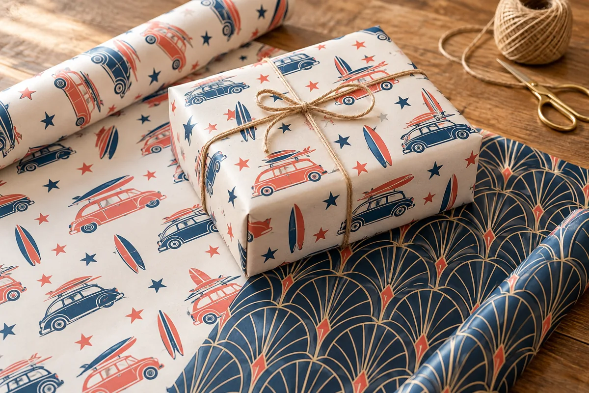 Custom printed gift wrap — illustrative application or setup concept