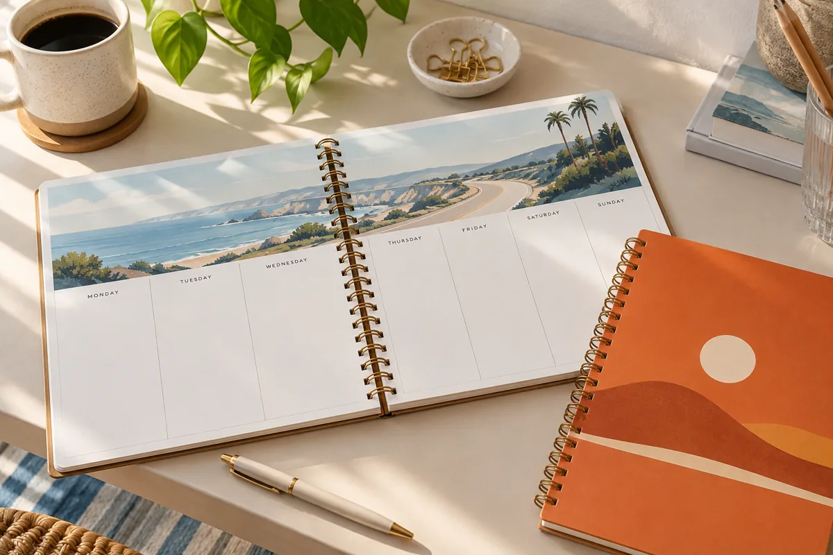 Personalised desk planners — illustrative application or setup concept