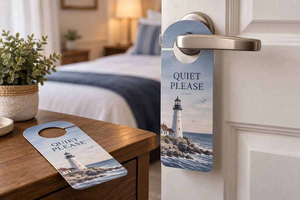 Printed door hangers — illustrative application or setup concept