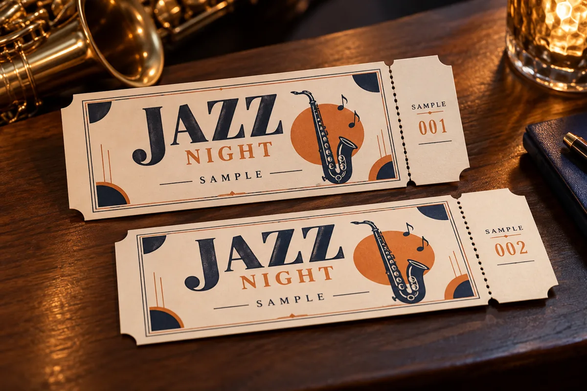 Event tickets & numbered passes — illustrative application or setup concept