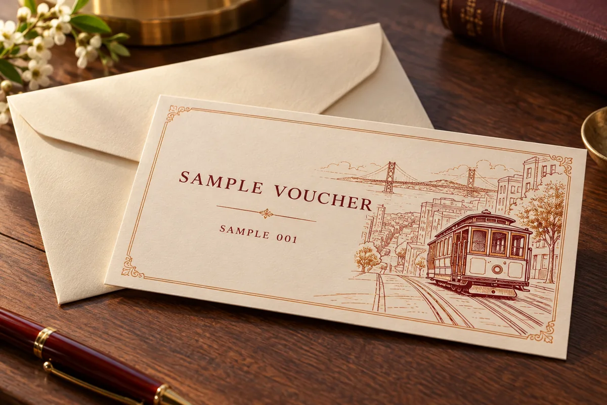 Printed gift vouchers — illustrative application or setup concept
