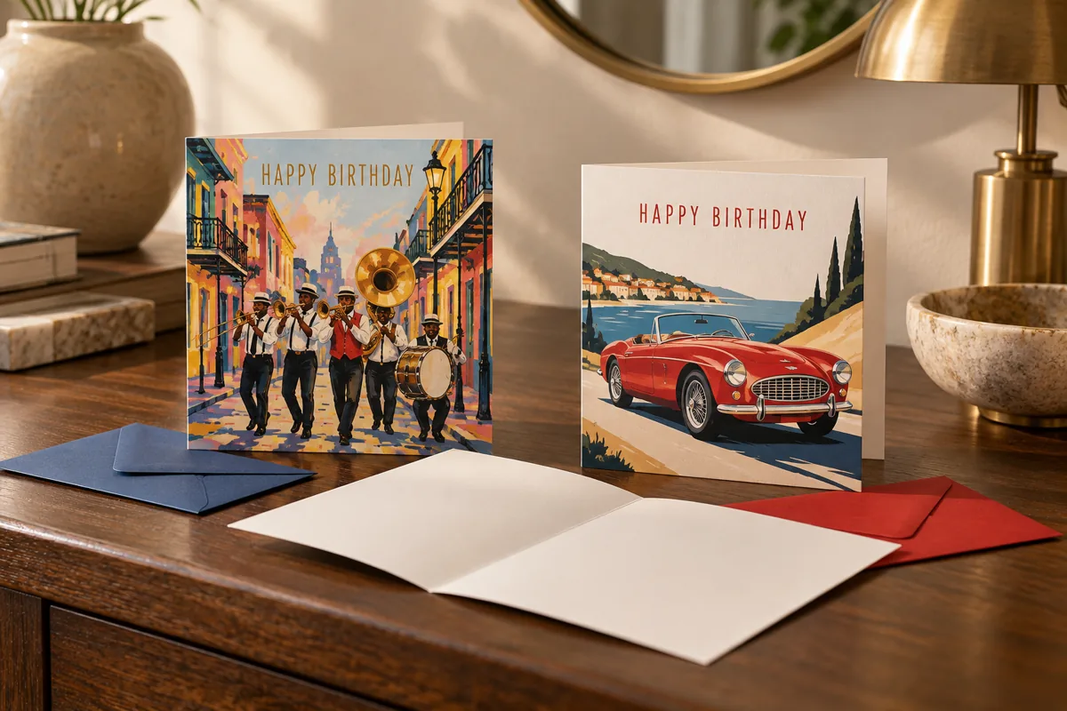 Personalised greeting cards — illustrative application or setup concept
