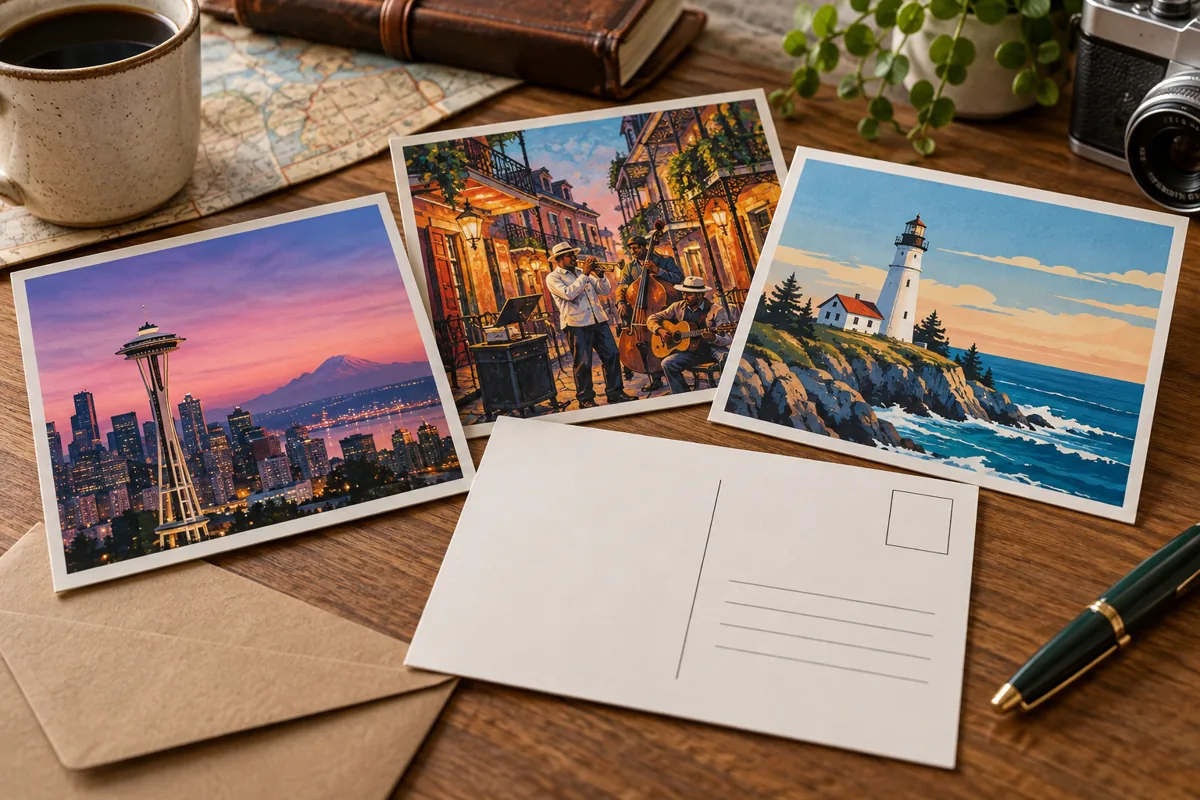 Postcards — illustrative application or setup concept