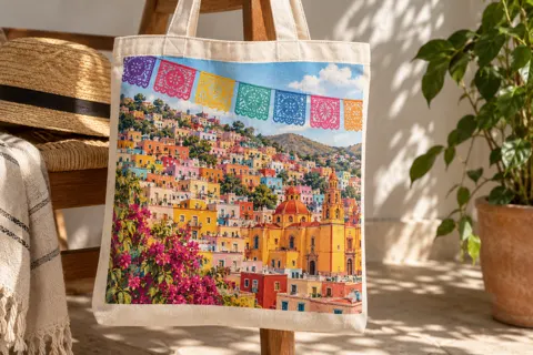 Mexico printed tote idea — illustrative custom printing mockup